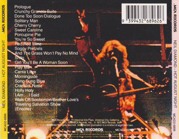 Neil Diamond : Hot August Night (2xCD, Album, RE)