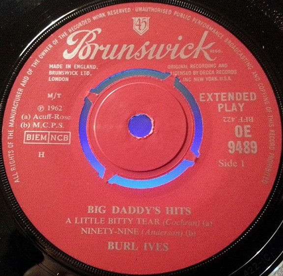 Burl Ives : Big Daddy's Hits (7", EP)