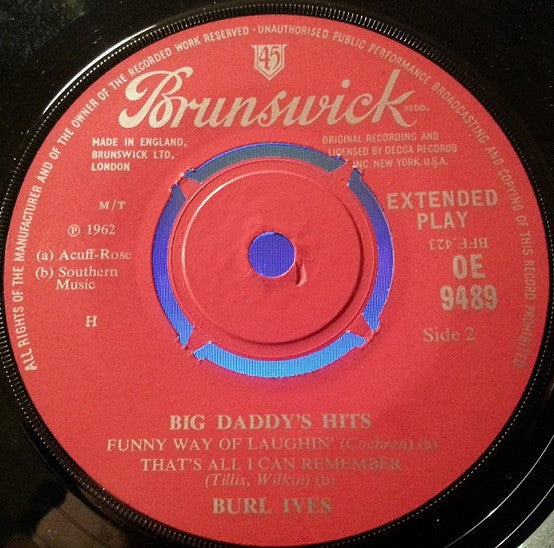 Burl Ives : Big Daddy's Hits (7", EP)