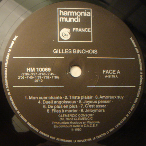 Gilles Binchois / Clemencic Consort : Chansons,Rondeaux, Ballades, Missa, Magnificat (LP, Album, Gat)