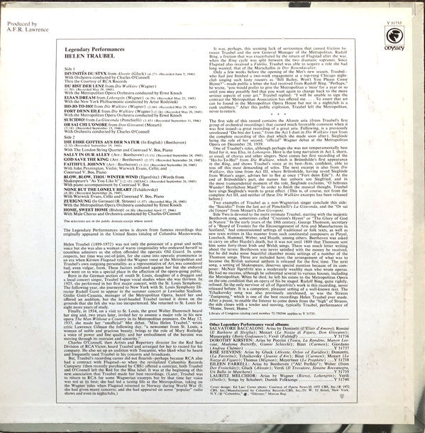 Helen Traubel : Arias From Don Giovanni, Alceste, Die Walkure, Lohengrin, La Gioconda And A Recital Of Songs (LP, Comp, Mono)