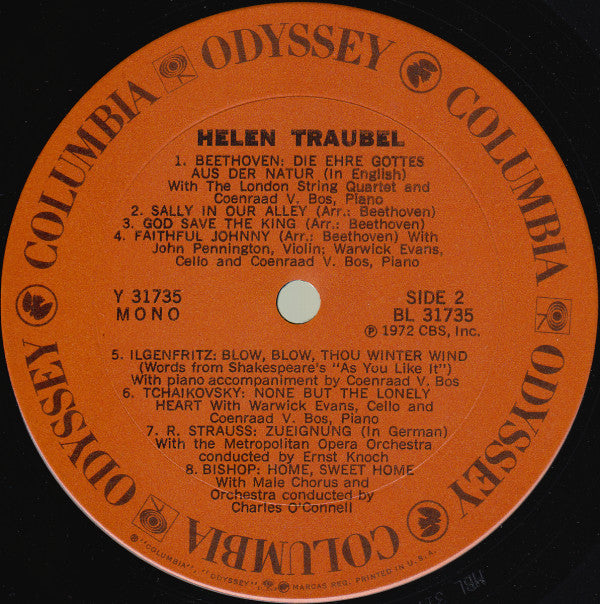Helen Traubel : Arias From Don Giovanni, Alceste, Die Walkure, Lohengrin, La Gioconda And A Recital Of Songs (LP, Comp, Mono)