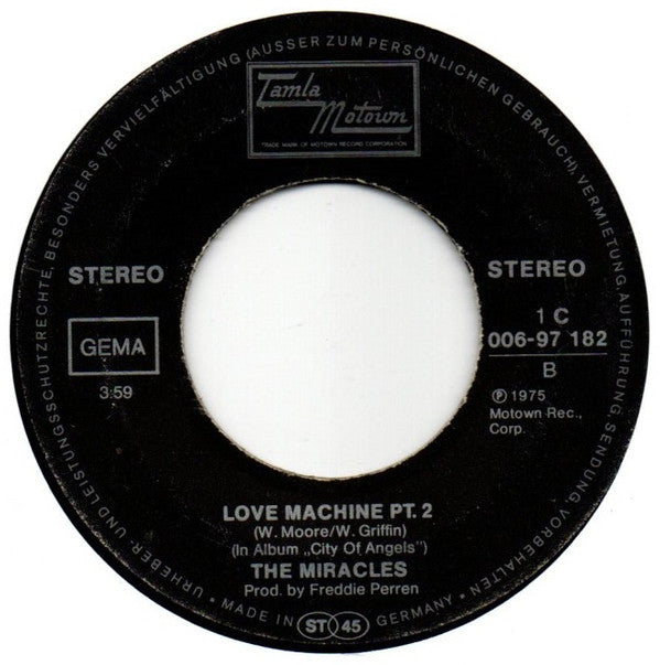 The Miracles : Love Machine (7", Single)