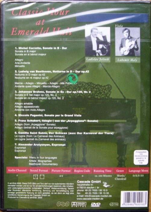 Ladislav Jelinek, Lubomír Malý : Classic Hour At Emerald Hall (DVD-V, PAL)