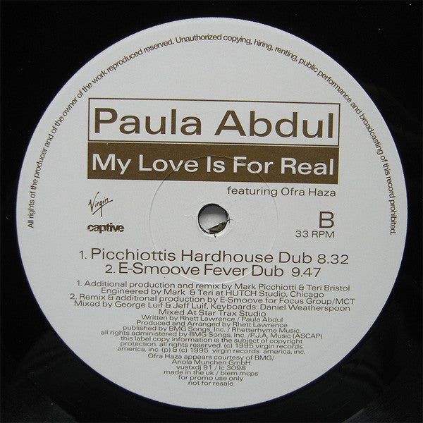 Paula Abdul : My Love Is For Real (12", MP, Promo)