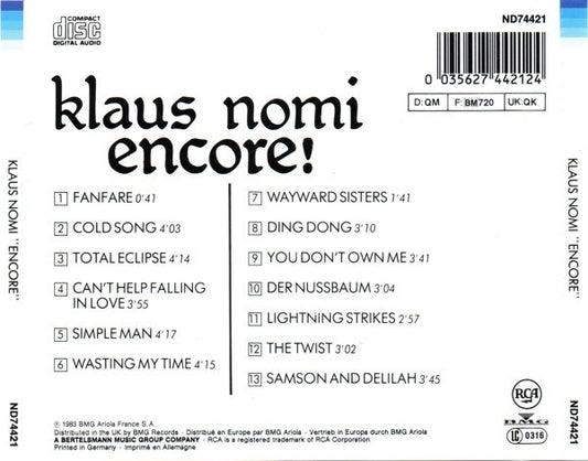 Klaus Nomi : Encore! (CD, Comp, RE, RP)