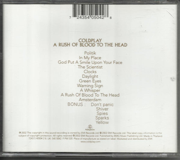 Coldplay : A Rush Of Blood To The Head  (CD, Album)