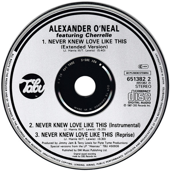Alexander O'Neal Featuring Cherrelle : Never Knew Love Like This (CD, Single)