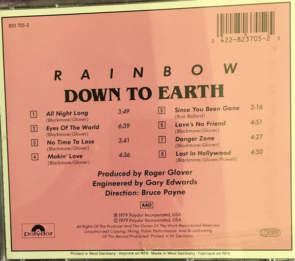 Rainbow : Down To Earth (CD, Album, RE, RP, PMD)