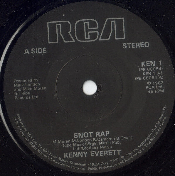 Kenny Everett : Snot Rap (7", Single, Sol)
