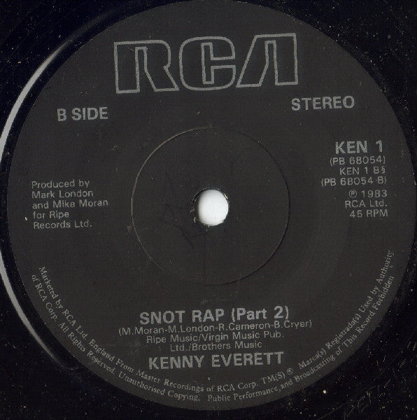 Kenny Everett : Snot Rap (7", Single, Sol)