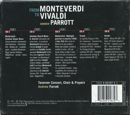 Andrew Parrott, Taverner Players : From Monteverdi To Vivaldi (5xCD, Comp + Box)