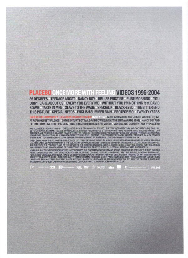 Placebo : Once More With Feeling (Videos 1996-2004) (DVD-V, Comp, PAL)