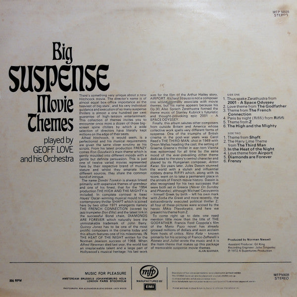 Geoff Love & His Orchestra : Big Suspense Movie Themes (LP)
