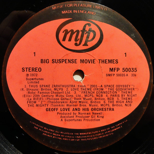 Geoff Love & His Orchestra : Big Suspense Movie Themes (LP)