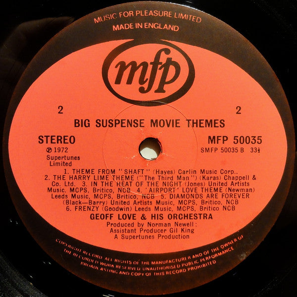 Geoff Love & His Orchestra : Big Suspense Movie Themes (LP)