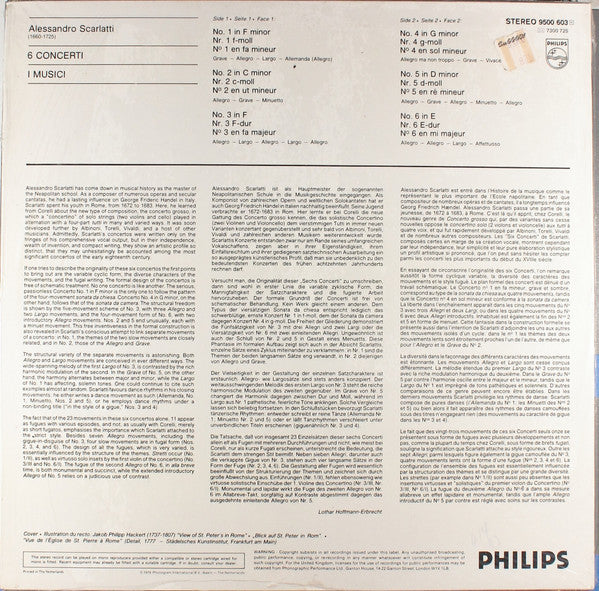 Alessandro Scarlatti, I Musici : 6 Concerti (LP)