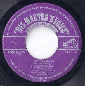 Belmont Choir : Fiorutura Italica (7", EP)