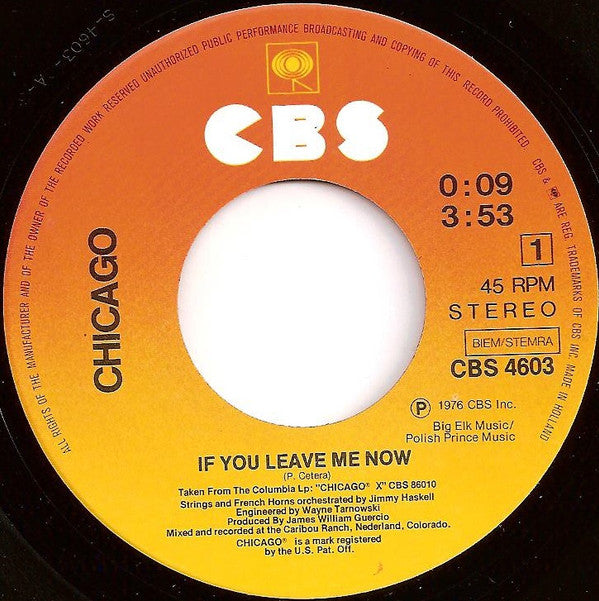 Chicago (2) : If You Leave Me Now (7", Single)