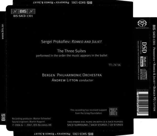 Sergei Prokofiev / Bergen Filharmoniske Orkester, Andrew Litton : Romeo & Juliet: The Three Suites (SACD, Hybrid, Multichannel, Album)