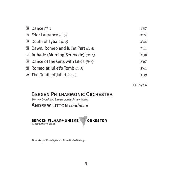 Sergei Prokofiev / Bergen Filharmoniske Orkester, Andrew Litton : Romeo & Juliet: The Three Suites (SACD, Hybrid, Multichannel, Album)
