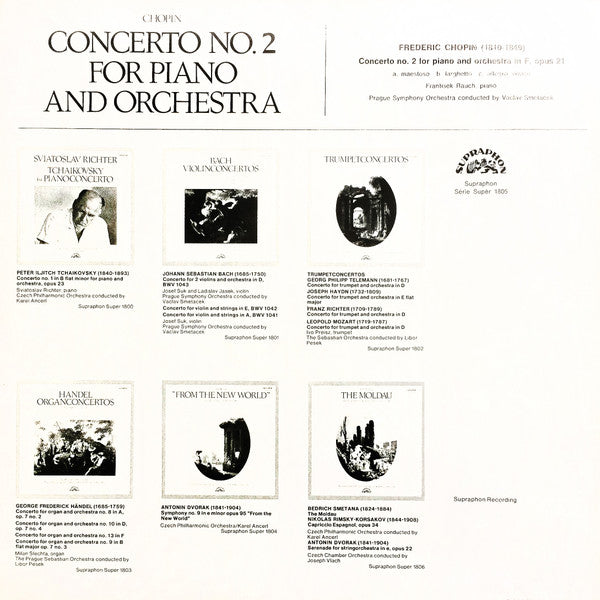 Frédéric Chopin, František Rauch, The Prague Symphony Orchestra / Václav Smetáček : Concerto No. 2 For Piano And Orchestra (LP)