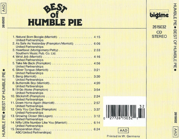 Humble Pie : Best Of Humble Pie (CD, Comp)