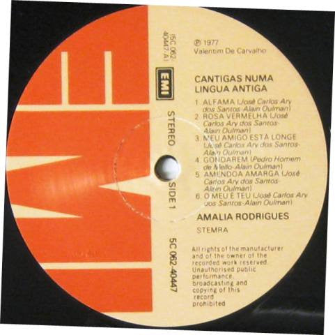 Amália Rodrigues : Cantigas Numa Língua Antiga (LP, Album)
