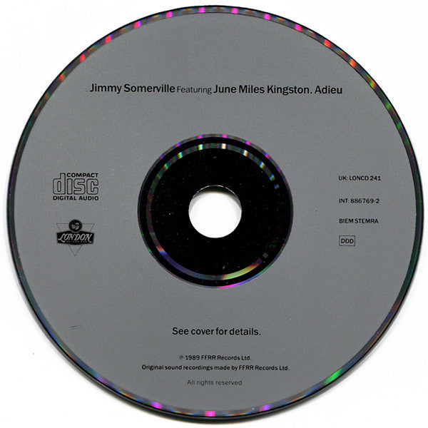 Jimmy Somerville Featuring June Miles-Kingston : Comment Te Dire Adieu (CD, Single)