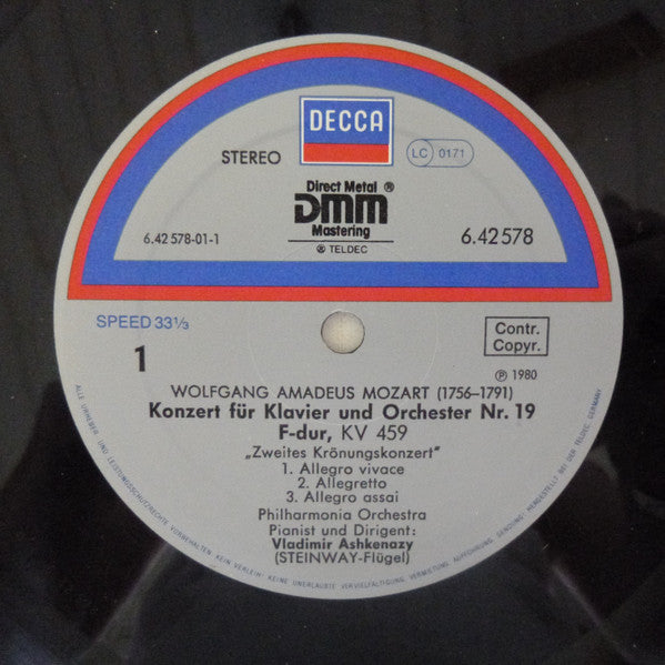Wolfgang Amadeus Mozart - Vladimir Ashkenazy - Philharmonia Orchestra : Klavierkonzert Nr. 19 F-dur, Kv 459 /  Klavierkonzert Nr. 24 C-moll, Kv 491 (LP)