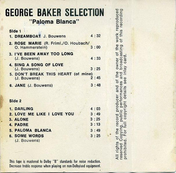 George Baker Selection : Paloma Blanca (Cass, Album)