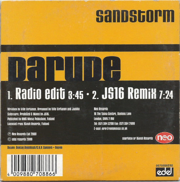Darude : Sandstorm (CD, Single)