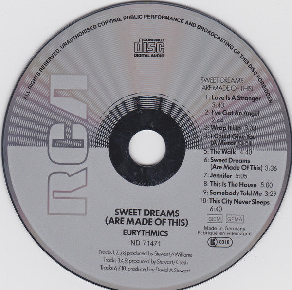 Eurythmics : Sweet Dreams (Are Made Of This) (CD, Album, RE)