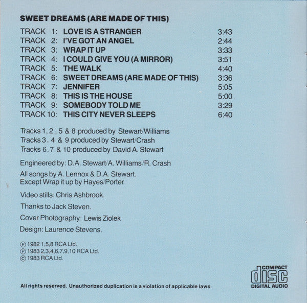 Eurythmics : Sweet Dreams (Are Made Of This) (CD, Album, RE)