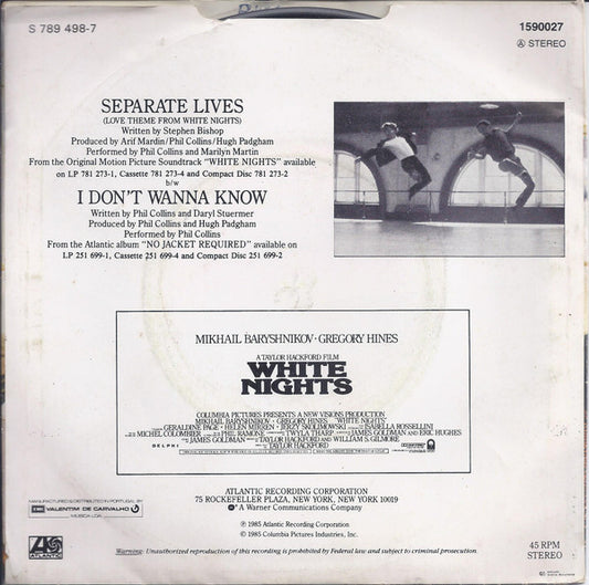 Phil Collins & Marilyn Martin : Separate Lives (Love Theme From White Nights) (7", Single)