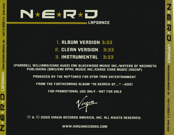 N*E*R*D : Lapdance (CD, Single, Promo)