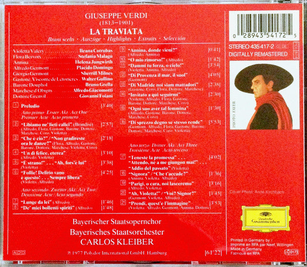 Carlos Kleiber, Chor Der Bayerischen Staatsoper, Bayerisches Staatsorchester, Placido Domingo, Ileana Cotrubas, Sherrill Milnes : La Traviata (Auszüge • Highlights • Extraits) (CD, Album, RE)