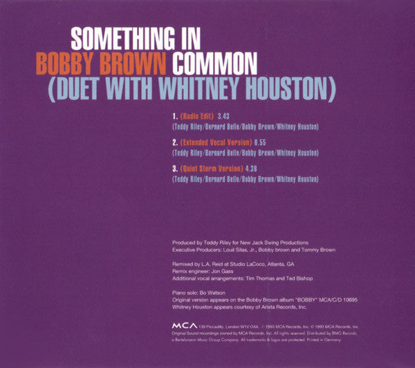 Bobby Brown Duet With Whitney Houston : Something In Common (CD, Maxi)