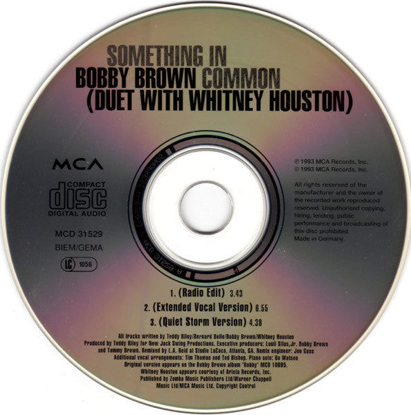 Bobby Brown Duet With Whitney Houston : Something In Common (CD, Maxi)
