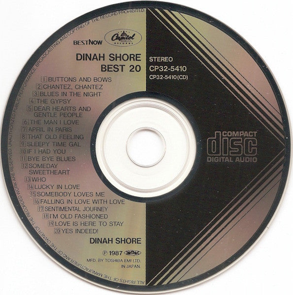 Dinah Shore = Dinah Shore : Best 20 = ベスト20 (CD, Comp)