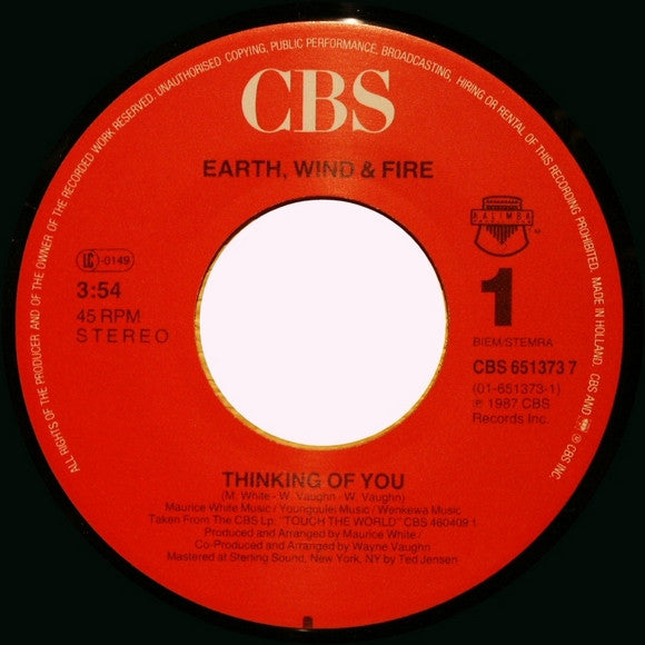Earth, Wind & Fire : Thinking Of You (7", Single)
