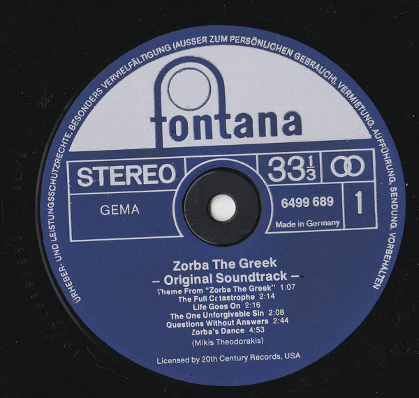 Mikis Theodorakis : Zorba The Greek (Original Soundtrack Album) (LP, Album, RE)