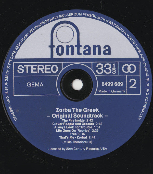 Mikis Theodorakis : Zorba The Greek (Original Soundtrack Album) (LP, Album, RE)
