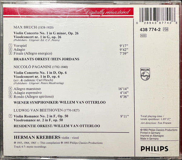 Beethoven* · Bruch* · Paganini* – Herman Krebbers : Beethoven · Bruch · Paganini (CD, Album, Comp)