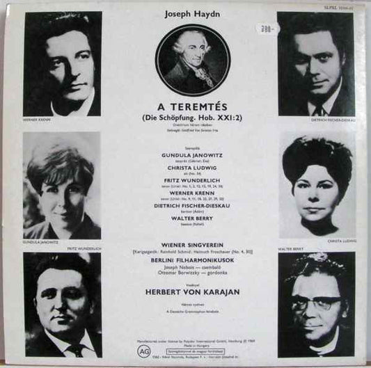 Joseph Haydn / Herbert Von Karajan / Berliner Philharmoniker / Wiener Singverein / Fritz Wunderlich / Werner Krenn / Walter Berry / Dietrich Fischer-Dieskau / Christa Ludwig / Gundula Janowitz : A Teremtés (Die Schöpfung) (2xLP, RE, Gat)