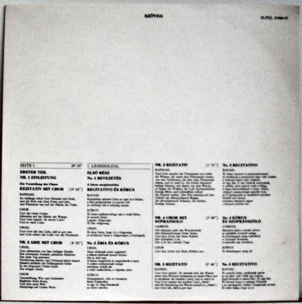 Joseph Haydn / Herbert Von Karajan / Berliner Philharmoniker / Wiener Singverein / Fritz Wunderlich / Werner Krenn / Walter Berry / Dietrich Fischer-Dieskau / Christa Ludwig / Gundula Janowitz : A Teremtés (Die Schöpfung) (2xLP, RE, Gat)