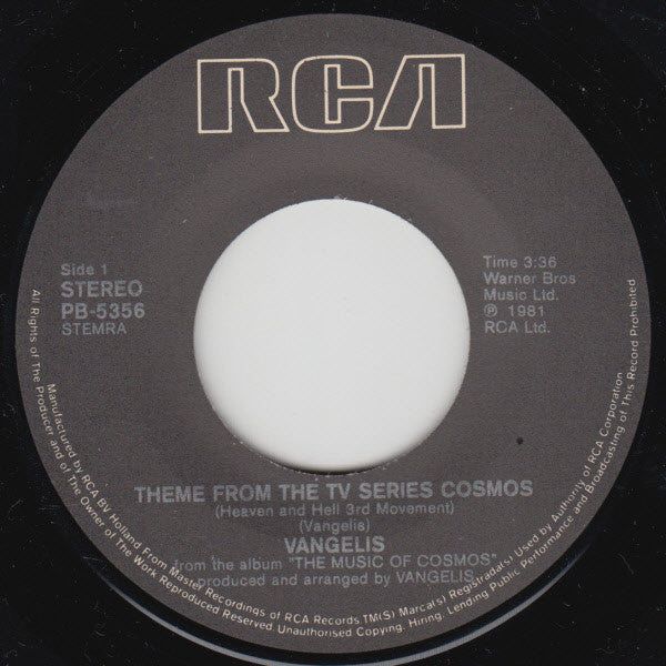 Vangelis : Theme From The TV-Series Cosmos (7", Single)