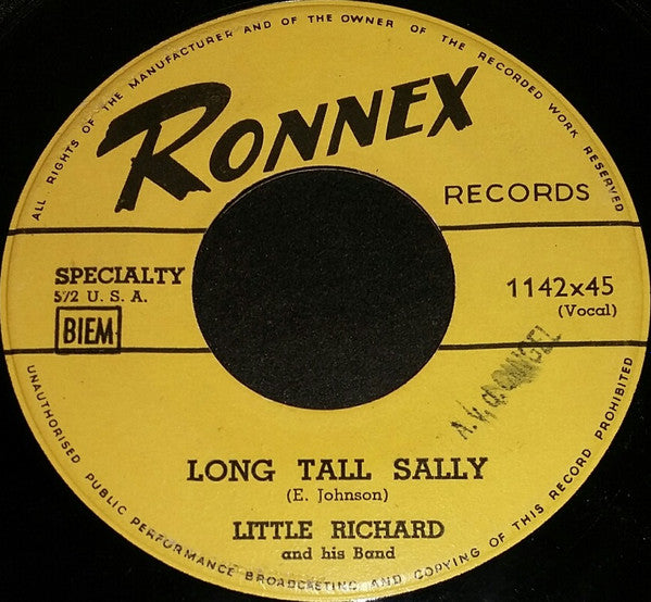 Little Richard And His Band : Long Tall Sally / Slippin' And Slidin' (Peepin' And Hidin') (7", Single)
