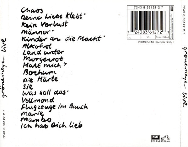 Herbert Grönemeyer : Grönemeyer Live (CD, Album)