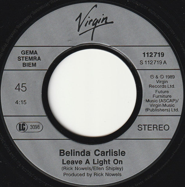 Belinda Carlisle : Leave A Light On (7", Single)